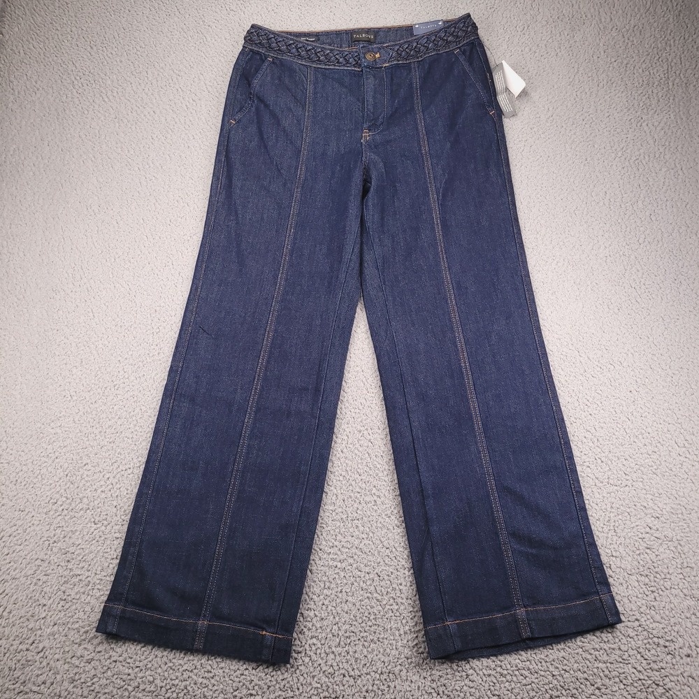 TALBOTS Jeans Women Size 6P Classic Trouser Braided Trim Veronica Wash Denim NEW